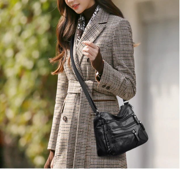 High Quality Women's Soft Leather Shoulder Bags Multi-Layer Classic Crossbody Bag Luxury Designer Handbag And Purse