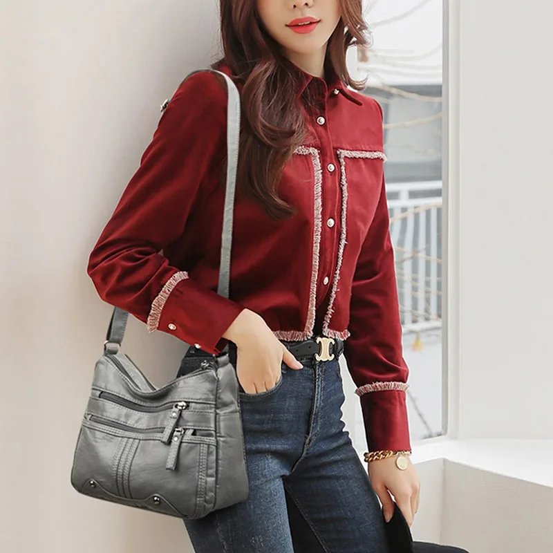High Quality Women's Soft Leather Shoulder Bags Multi-Layer Classic Crossbody Bag Luxury Designer Handbag And Purse