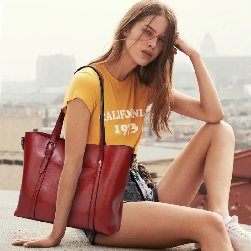 女士单肩包 油蜡皮手提包 托特包 斜挎包 女士奢华手提包 女包 设计师手提包 高品质