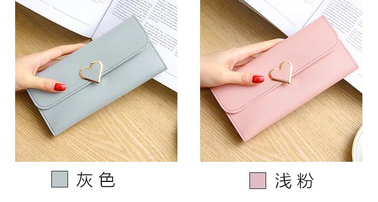 Women Long Wallets Purses Luxury Love Heart Wallets for Ladies Girl Money  Pocket Card Holder Female Wallets Phone Clutch Bag