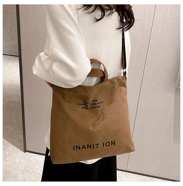 Japanese Canvas Men's and Women's Simple Cross-body Bag Wash Canvas Thick Handbag Large Capacity Arts Students Package Satchel