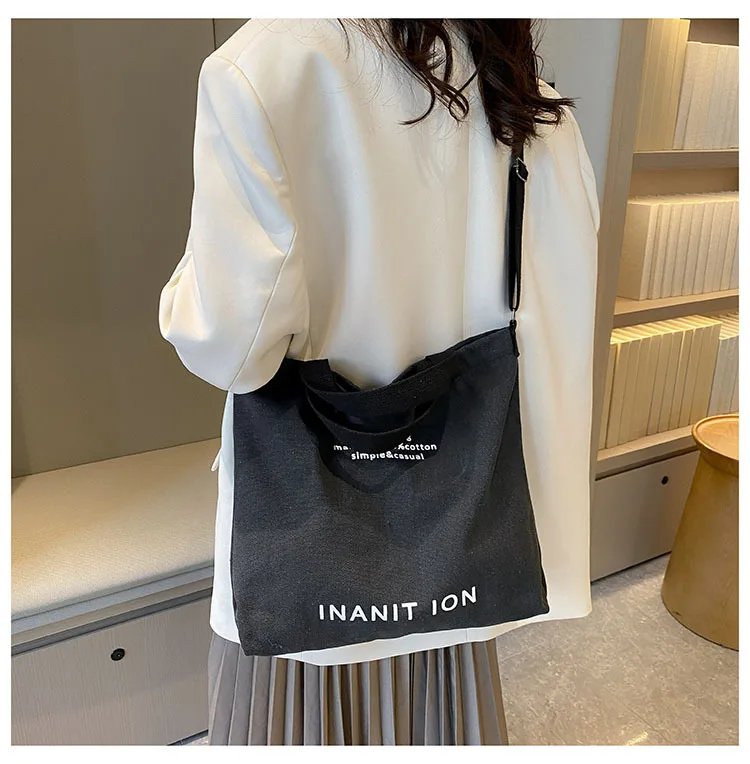 Japanese Canvas Men's and Women's Simple Cross-body Bag Wash Canvas Thick Handbag Large Capacity Arts Students Package Satchel