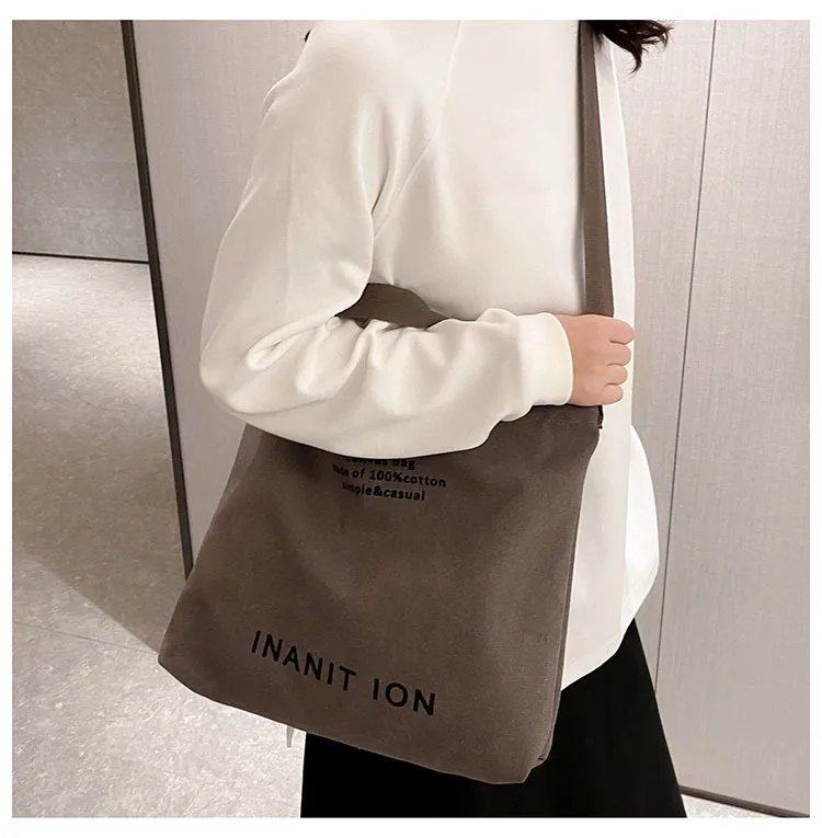 Japanese Canvas Men's and Women's Simple Cross-body Bag Wash Canvas Thick Handbag Large Capacity Arts Students Package Satchel