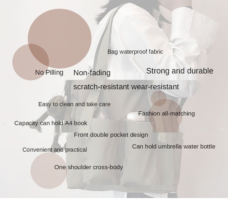 Women's Bag Shopper Simple Fashion Zipper Handbags Nylon Waterproof Solid Crossbody Large Capacity Tote Shoulder Bags For Women