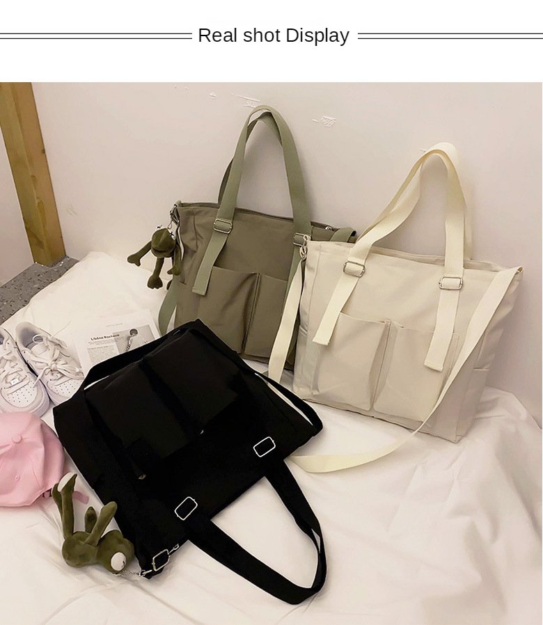 Women's Bag Shopper Simple Fashion Zipper Handbags Nylon Waterproof Solid Crossbody Large Capacity Tote Shoulder Bags For Women