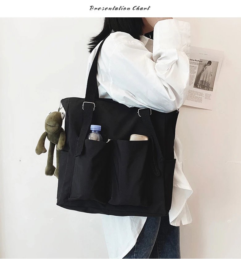 Women's Bag Shopper Simple Fashion Zipper Handbags Nylon Waterproof Solid Crossbody Large Capacity Tote Shoulder Bags For Women