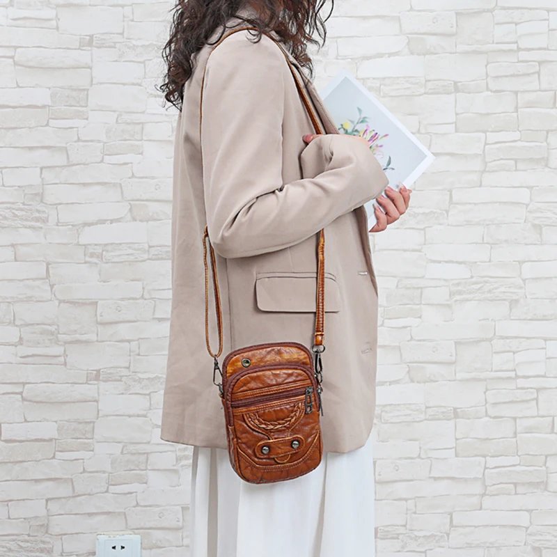 Multi-Functional Soft PU Leather Small Shoulder Bag For Women Vintage Crossbody Bag Cash Purse Cell phone Baga Handbag Purse