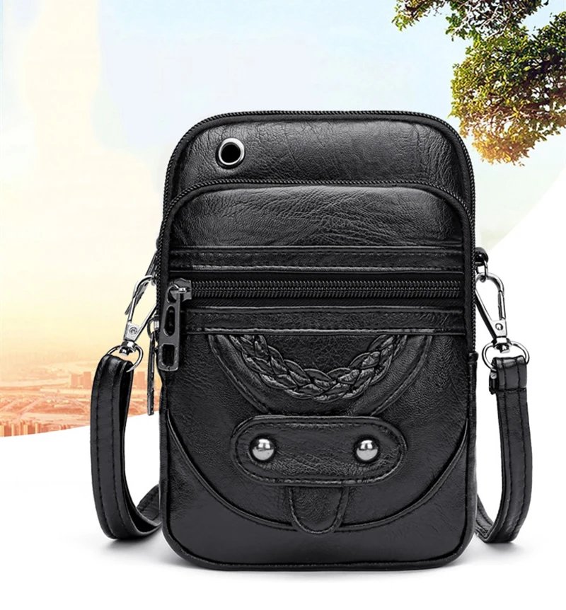 Multi-Functional Soft PU Leather Small Shoulder Bag For Women Vintage Crossbody Bag Cash Purse Cell phone Baga Handbag Purse