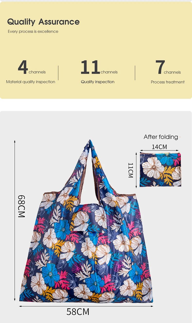 Big Size Thick Nylon Large Tote ECO Reusable Polyester Portable Shoulder Women's Handbags Folding Pouch Shopping Bag Foldable