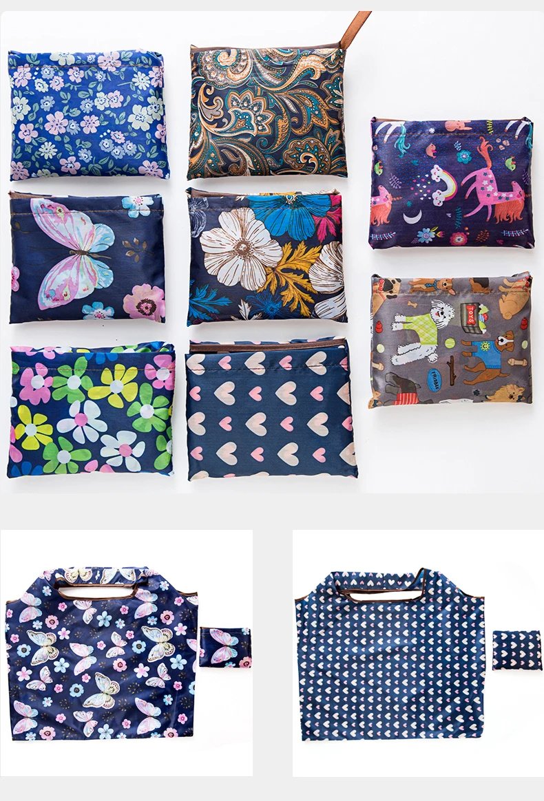 Big Size Thick Nylon Large Tote ECO Reusable Polyester Portable Shoulder Women's Handbags Folding Pouch Shopping Bag Foldable