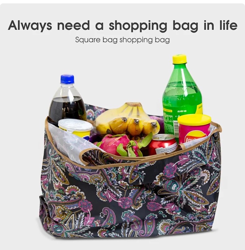 Big Size Thick Nylon Large Tote ECO Reusable Polyester Portable Shoulder Women's Handbags Folding Pouch Shopping Bag Foldable