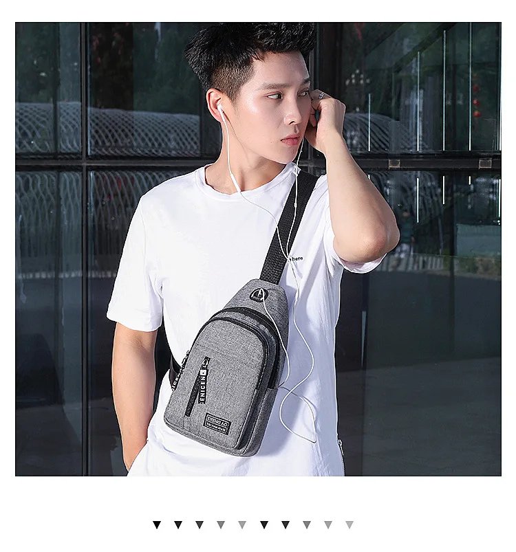 Travel Men's Handbags USB Chest Bag Designer Messenger Crossbody Bags Water-Proof Shoulder Bag Diagonal Package Sports Back Pack