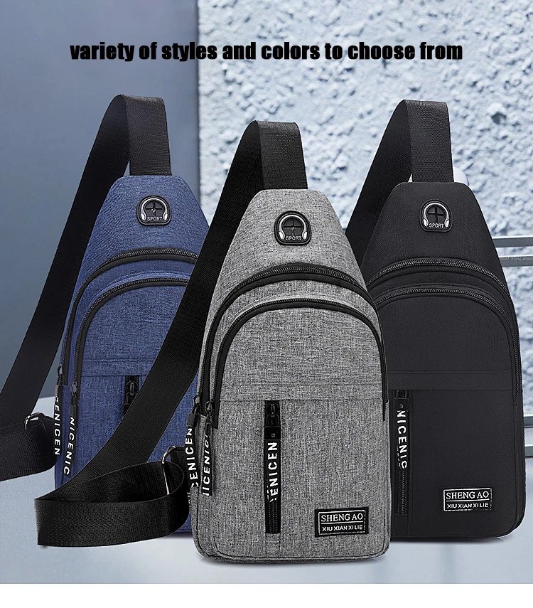 Travel Men's Handbags USB Chest Bag Designer Messenger Crossbody Bags Water-Proof Shoulder Bag Diagonal Package Sports Back Pack
