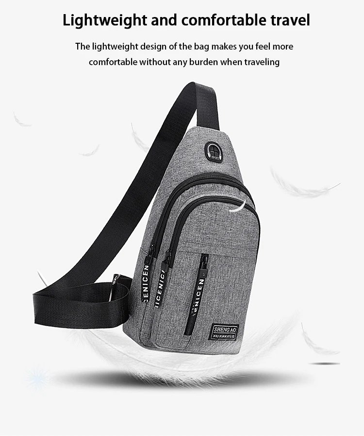 Travel Men's Handbags USB Chest Bag Designer Messenger Crossbody Bags Water-Proof Shoulder Bag Diagonal Package Sports Back Pack