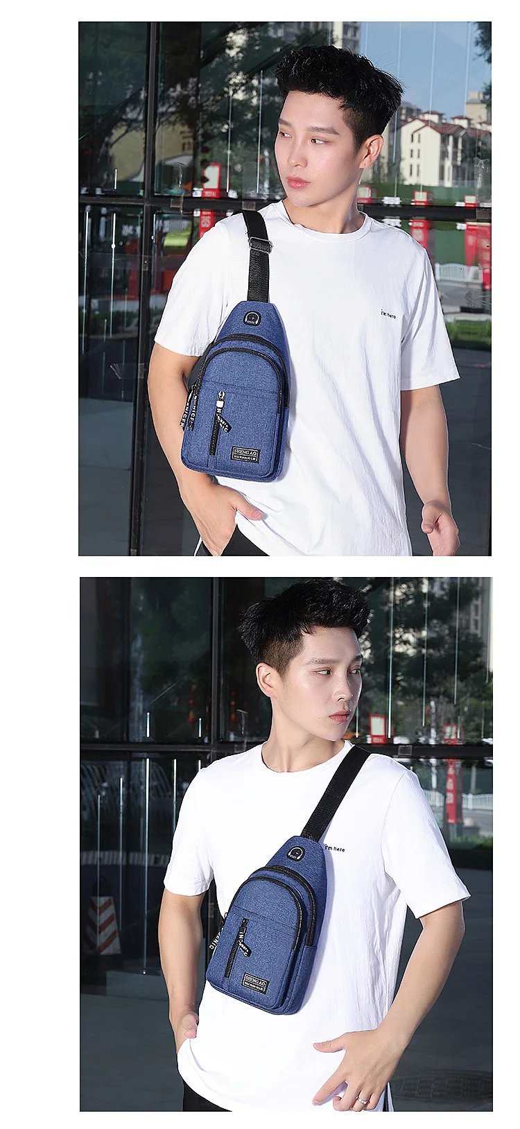 Travel Men's Handbags USB Chest Bag Designer Messenger Crossbody Bags Water-Proof Shoulder Bag Diagonal Package Sports Back Pack