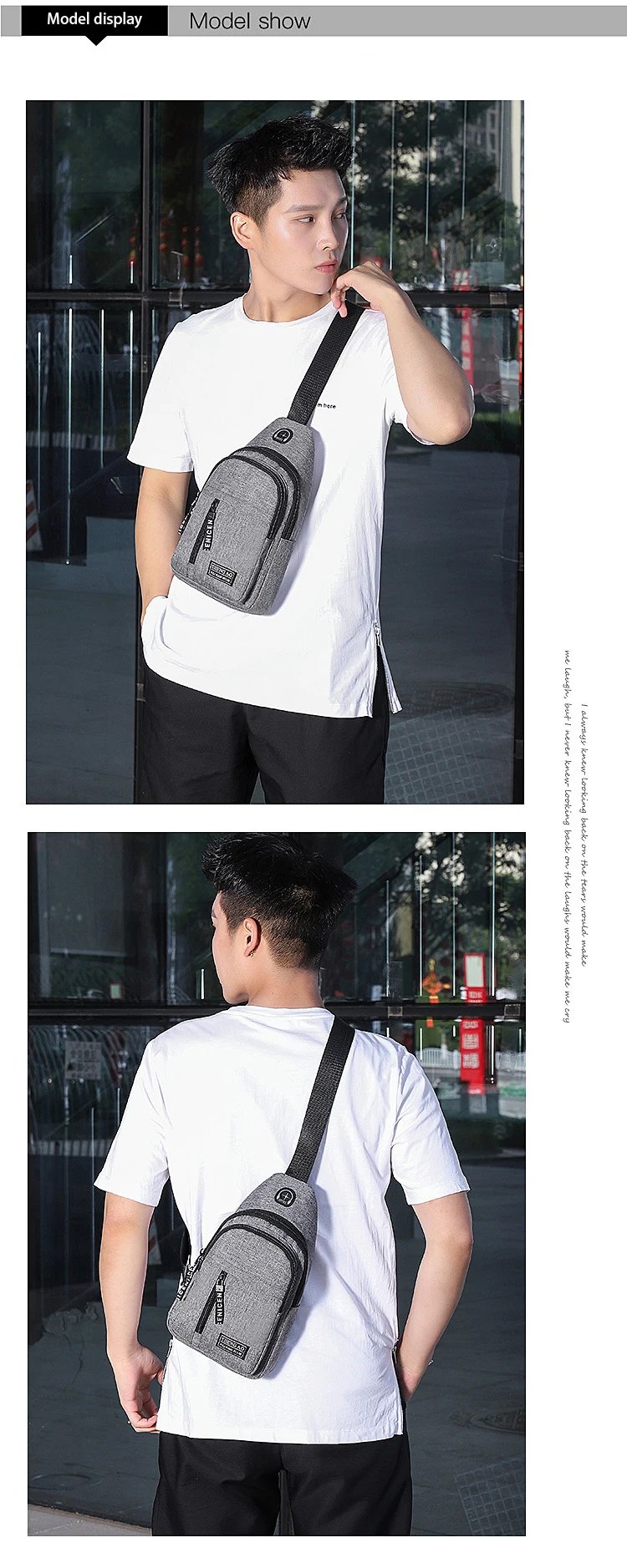 Travel Men's Handbags USB Chest Bag Designer Messenger Crossbody Bags Water-Proof Shoulder Bag Diagonal Package Sports Back Pack