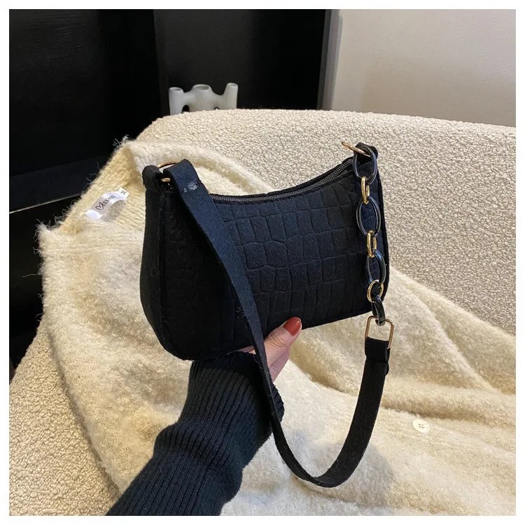 Felt Cloth Women Handbags Fashion Texture Armpit Saddle Bag 2023 New Soft Unlined Cloth One Shoulder Bag Niche Design Purses Felt Cloth Women Handbags Fashion Texture Armpit Saddle Bag 2023 New Soft Unlined Cloth One Shoulder Bag Niche Design Purses