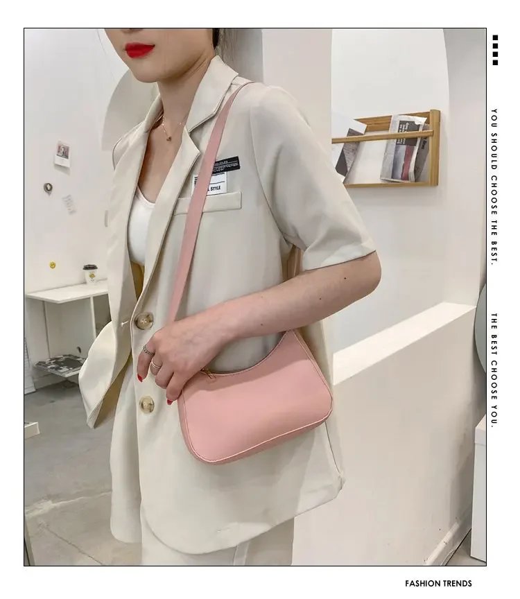 2023 New Women's Fashion Handbags Retro Solid Color PU Leather Shoulder Underarm Bag Casual Women Hobos Handbags