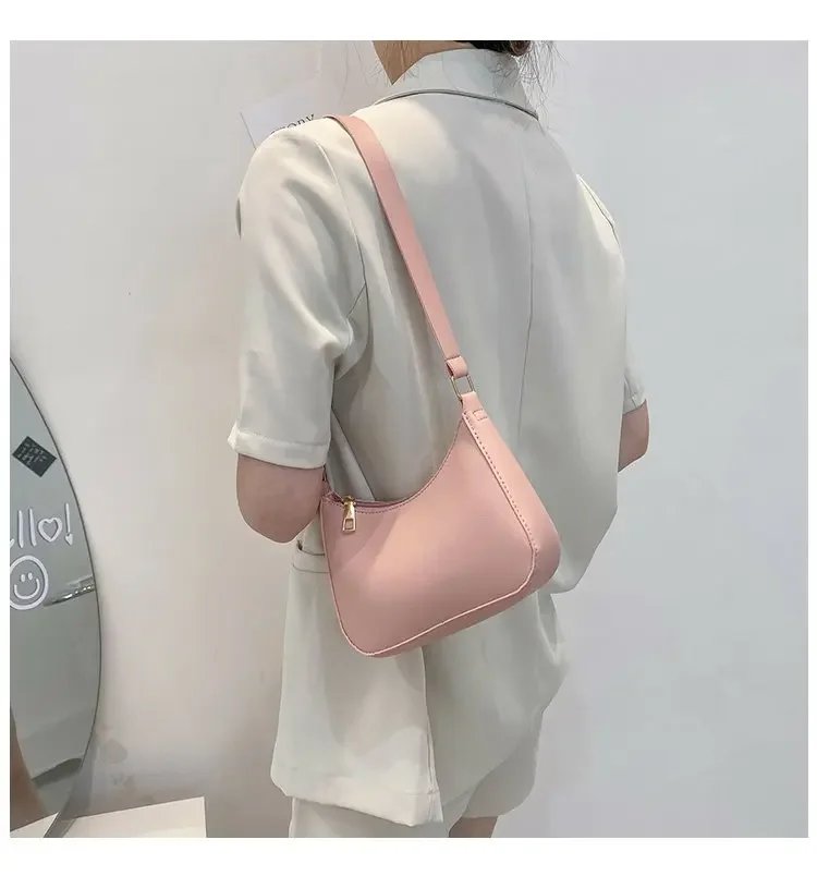 2023 New Women's Fashion Handbags Retro Solid Color PU Leather Shoulder Underarm Bag Casual Women Hobos Handbags