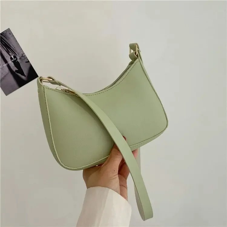 2023 New Women's Fashion Handbags Retro Solid Color PU Leather Shoulder Underarm Bag Casual Women Hobos Handbags