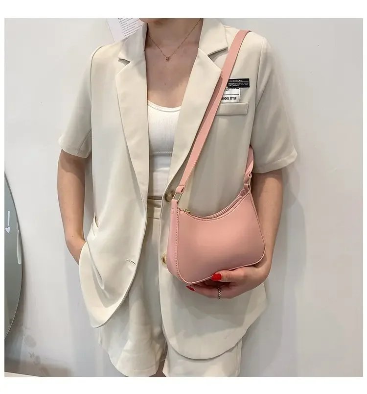 2023 New Women's Fashion Handbags Retro Solid Color PU Leather Shoulder Underarm Bag Casual Women Hobos Handbags