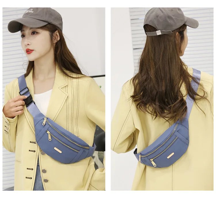 Waist Bags for Women Oxford Leisure Color Waist Bag Shoulder Crossbody Chest Bags Handbags All-match Messenger Belt Bags