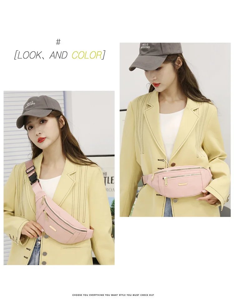 Waist Bags for Women Oxford Leisure Color Waist Bag Shoulder Crossbody Chest Bags Handbags All-match Messenger Belt Bags