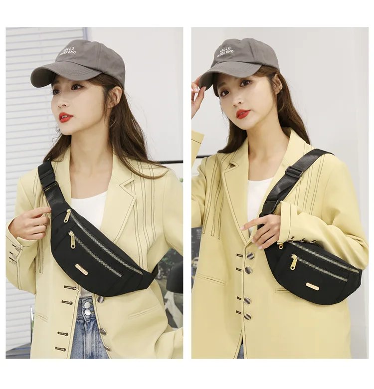 Waist Bags for Women Oxford Leisure Color Waist Bag Shoulder Crossbody Chest Bags Handbags All-match Messenger Belt Bags