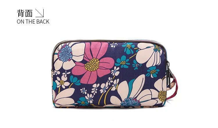 Female Handbag Print Canvas Three-layer Long Wallet Women Larger Capacity Key Coin Purse Portable Waterproof Bag
