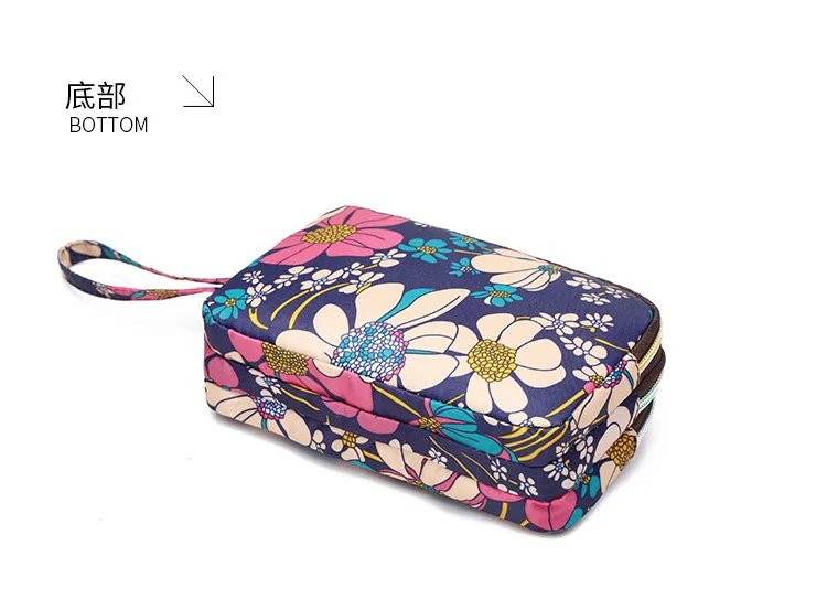 Female Handbag Print Canvas Three-layer Long Wallet Women Larger Capacity Key Coin Purse Portable Waterproof Bag