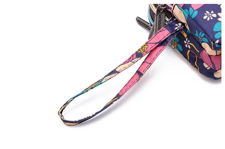 Female Handbag Print Canvas Three-layer Long Wallet Women Larger Capacity Key Coin Purse Portable Waterproof Bag