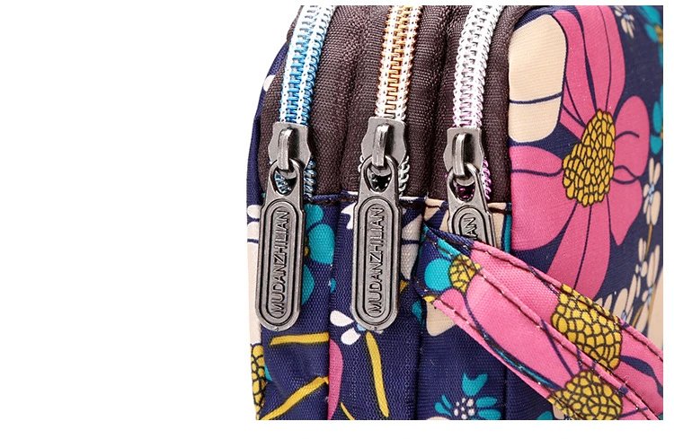 Female Handbag Print Canvas Three-layer Long Wallet Women Larger Capacity Key Coin Purse Portable Waterproof Bag