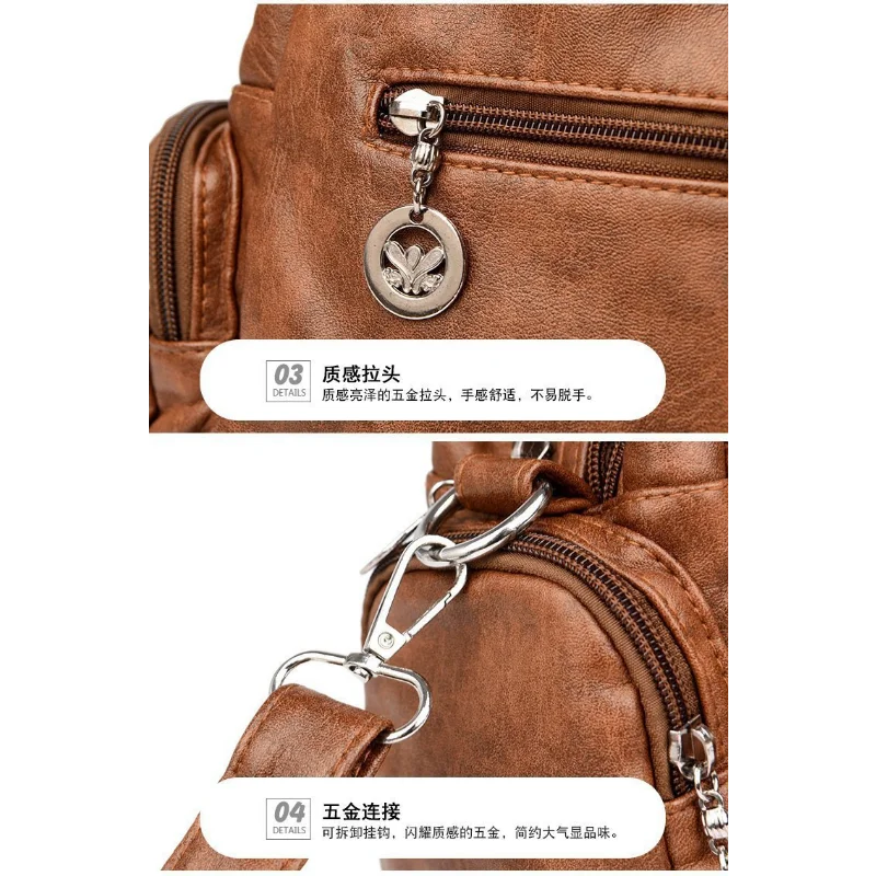 High Quality Retro Soft PU Leather Messenger Bag Trendy Motorcycle Bag Large Capacity Zipper Shoulder Bag for Women