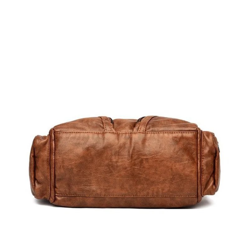 High Quality Retro Soft PU Leather Messenger Bag Trendy Motorcycle Bag Large Capacity Zipper Shoulder Bag for Women