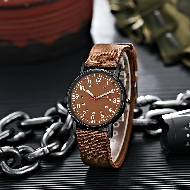 Luminous Men Sport Shock Resistant Wristwatches Military Watch Simple Nylon Band Male Army Wrist Watch Quartz  Relogio Masculino