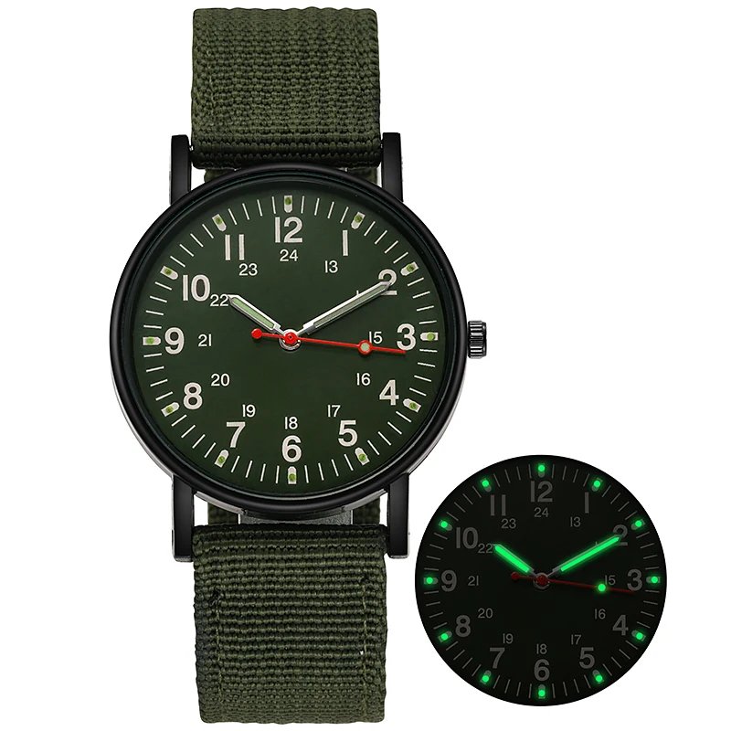 Luminous Men Sport Shock Resistant Wristwatches Military Watch Simple Nylon Band Male Army Wrist Watch Quartz  Relogio Masculino