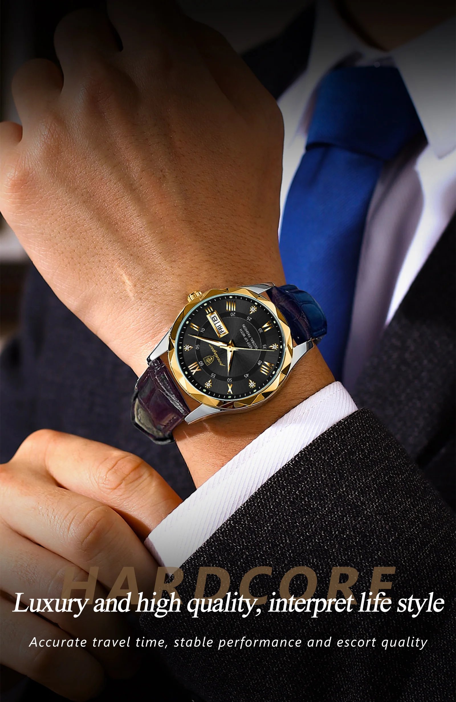 Luxury Business Man Wristwatch Waterproof Luminous Date Week Men Watch For Men Quartz Clock Leather Men's Watches reloj