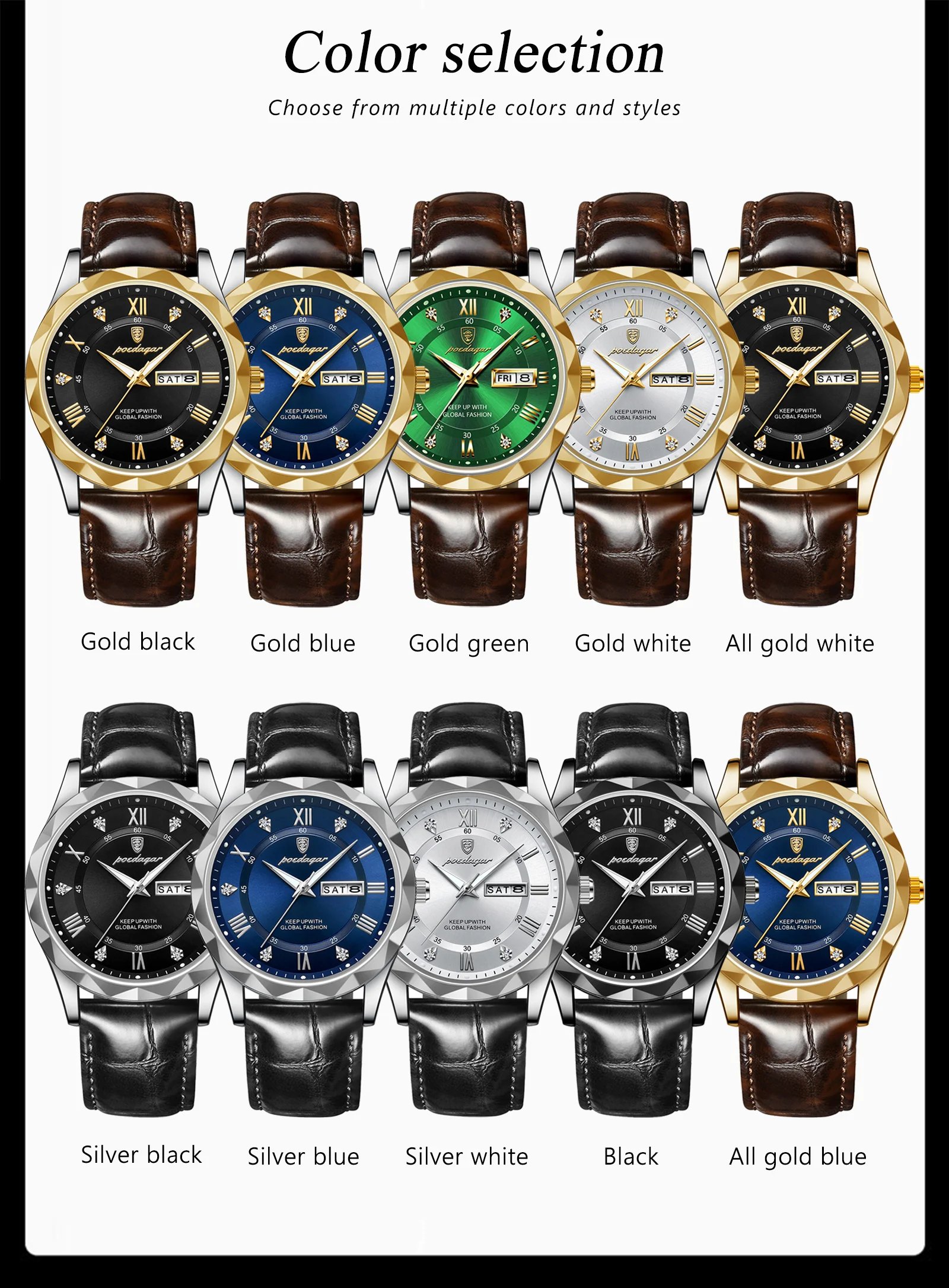 Luxury Business Man Wristwatch Waterproof Luminous Date Week Men Watch For Men Quartz Clock Leather Men's Watches reloj