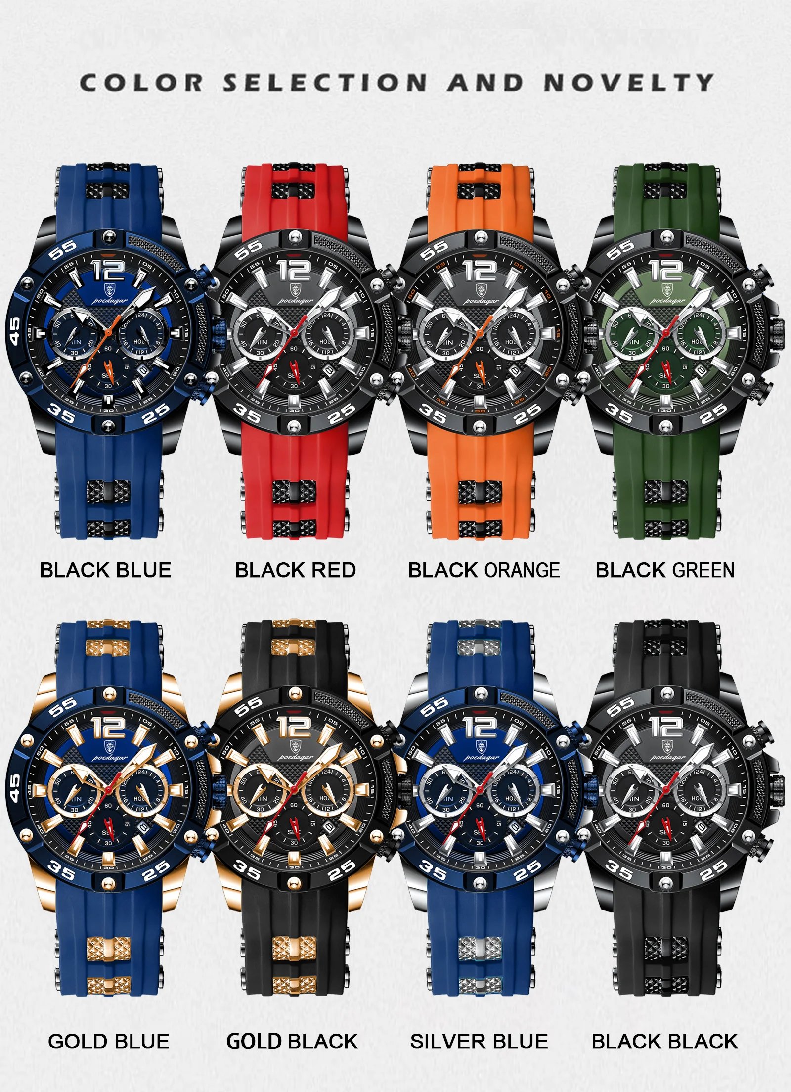 Casual Men Watch Luxury Waterproof Luminous Chronograph Date Man Wristwatch Military Quartz Men's Watches High Quality