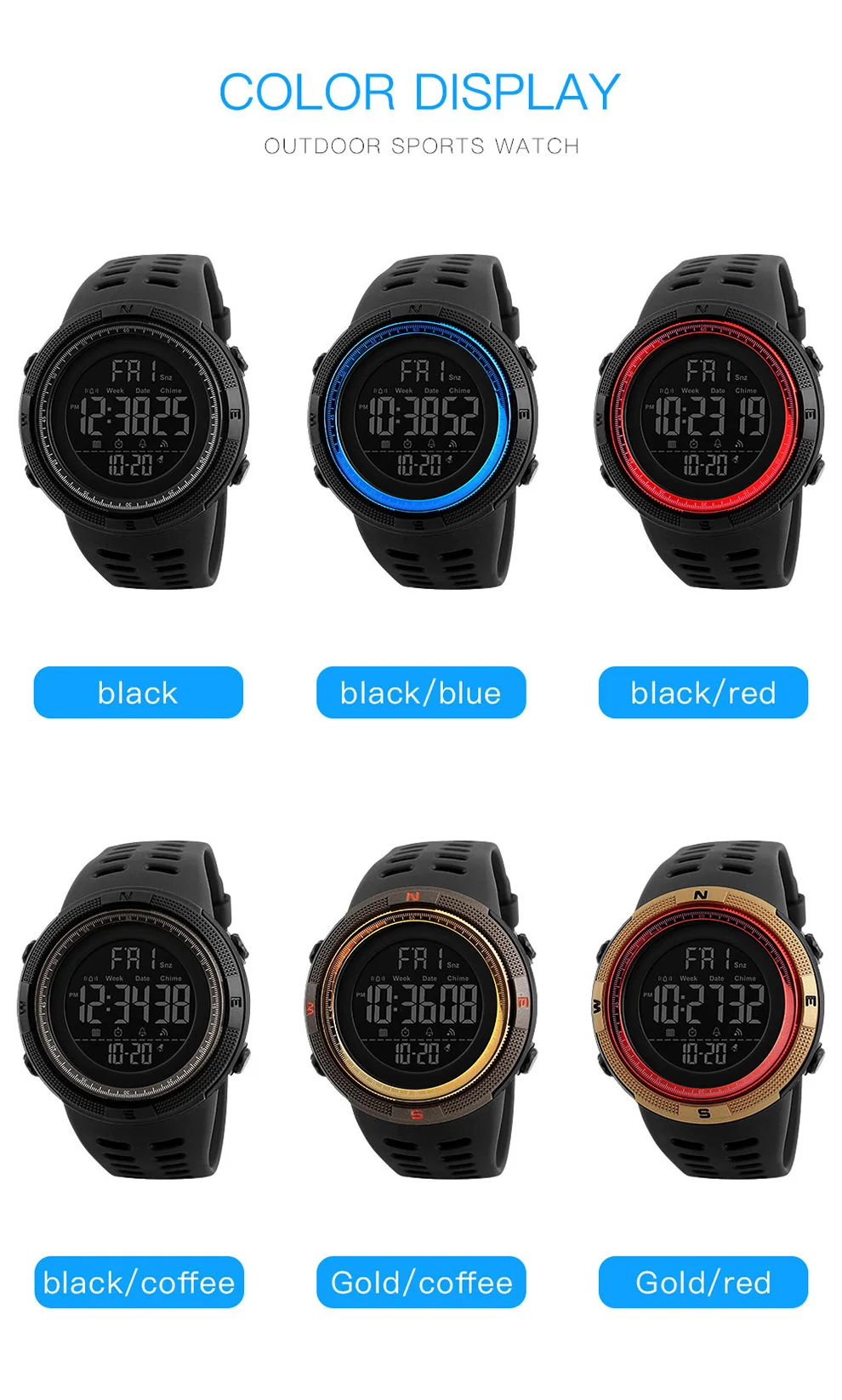 Fashion Outdoor Sport Watch Men Multifunction Watches Alarm Clock Chrono 5Bar Waterproof Digital Watch reloj hombre 1251 Fashion Outdoor Sport Watch Men Multifunction Watches Alarm Clock Chrono 5Bar Waterproof Digital Watch reloj hombre 1251