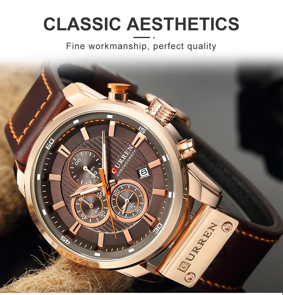 Watch Men Leather Sports Watches Men's Army Military Quartz Wristwatch Chronograph Male Clock Relogio Masculino