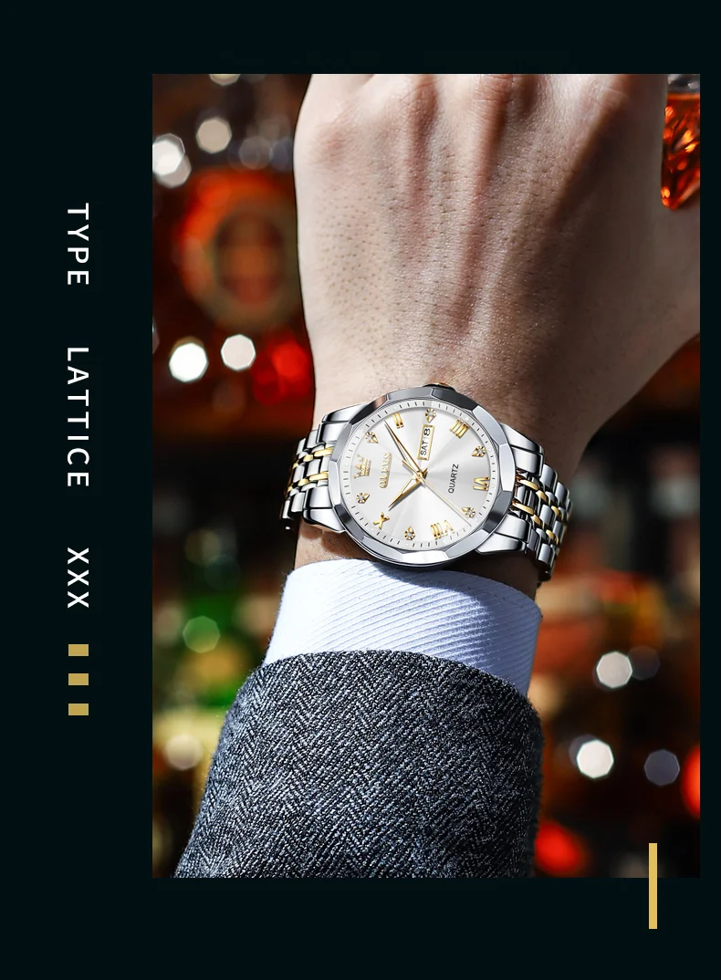 Men's Watches Rhombus Mirror Original Quartz Watch for Man Waterproof Luminous Stainless Steel Wristwatch Male Date Week Men's Watches Rhombus Mirror Original Quartz Watch for Man Waterproof Luminous Stainless Steel Wristwatch Male Date Week
