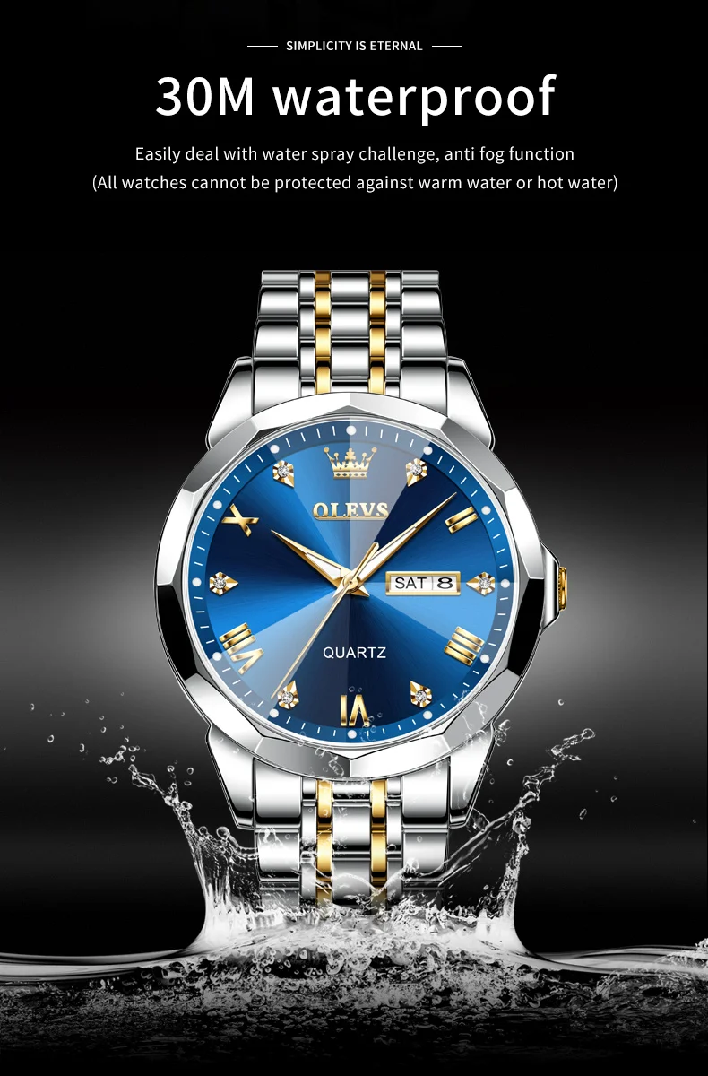 Men's Watches Rhombus Mirror Original Quartz Watch for Man Waterproof Luminous Stainless Steel Wristwatch Male Date Week Men's Watches Rhombus Mirror Original Quartz Watch for Man Waterproof Luminous Stainless Steel Wristwatch Male Date Week