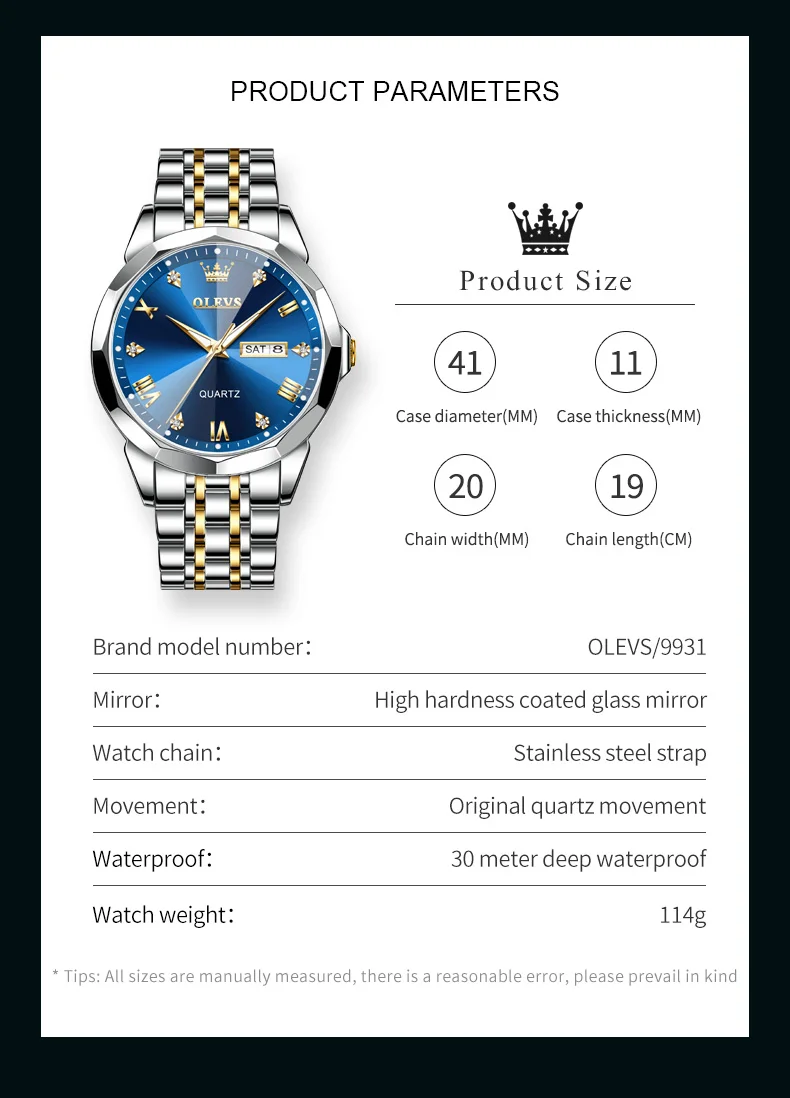 Men's Watches Rhombus Mirror Original Quartz Watch for Man Waterproof Luminous Stainless Steel Wristwatch Male Date Week Men's Watches Rhombus Mirror Original Quartz Watch for Man Waterproof Luminous Stainless Steel Wristwatch Male Date Week
