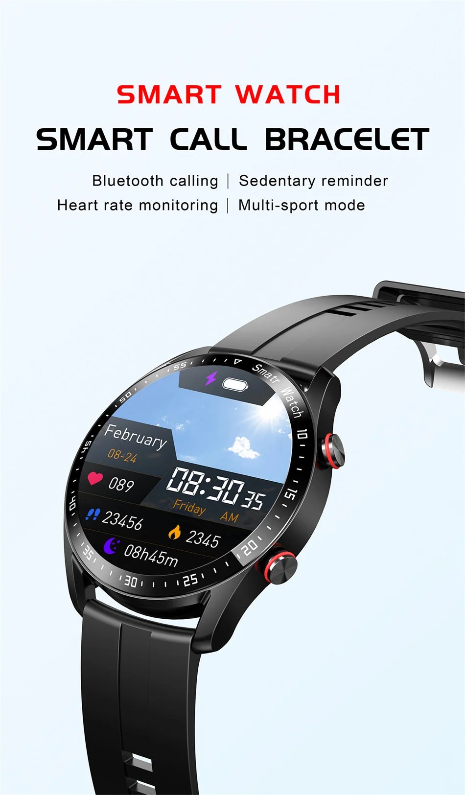 2023 New Bluetooth Call Smart Watch Men Waterproof Sport Fitness Tracker Weather Display Man Smartwatch For Xiaomi Huawei Phone