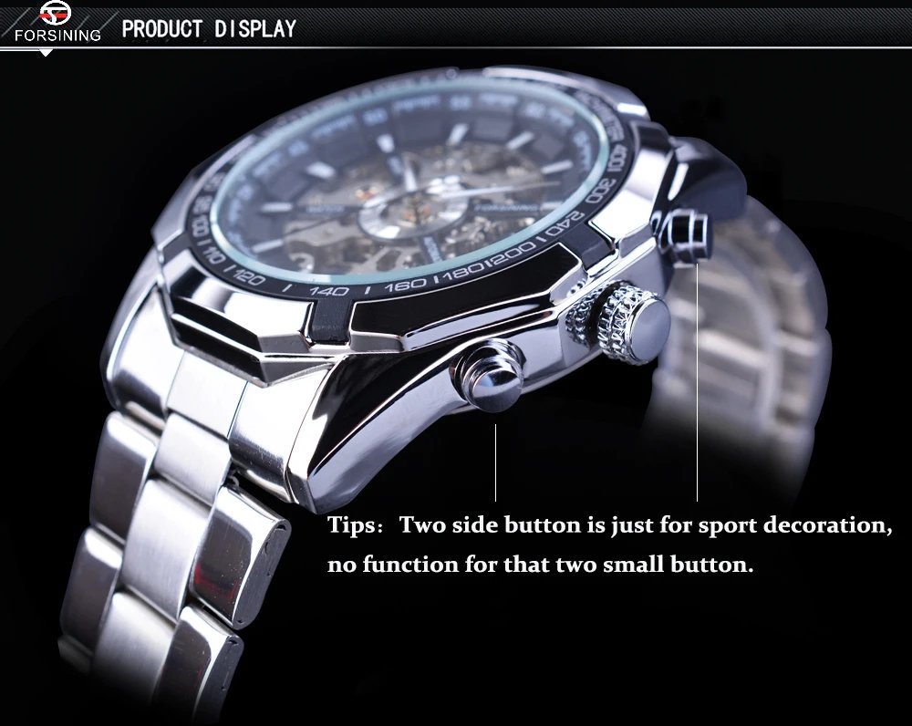 Stainless Steel Waterproof Mens Skeleton Watches Top Brand Luxury Transparent Mechanical Sport Male Wrist Watches