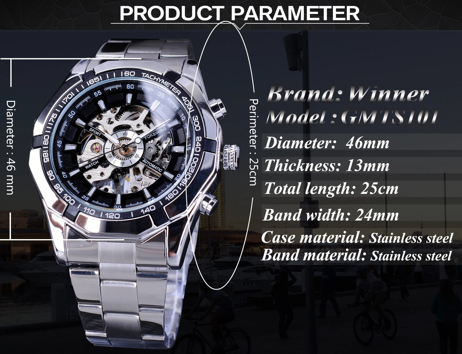 Stainless Steel Waterproof Mens Skeleton Watches Top Brand Luxury Transparent Mechanical Sport Male Wrist Watches