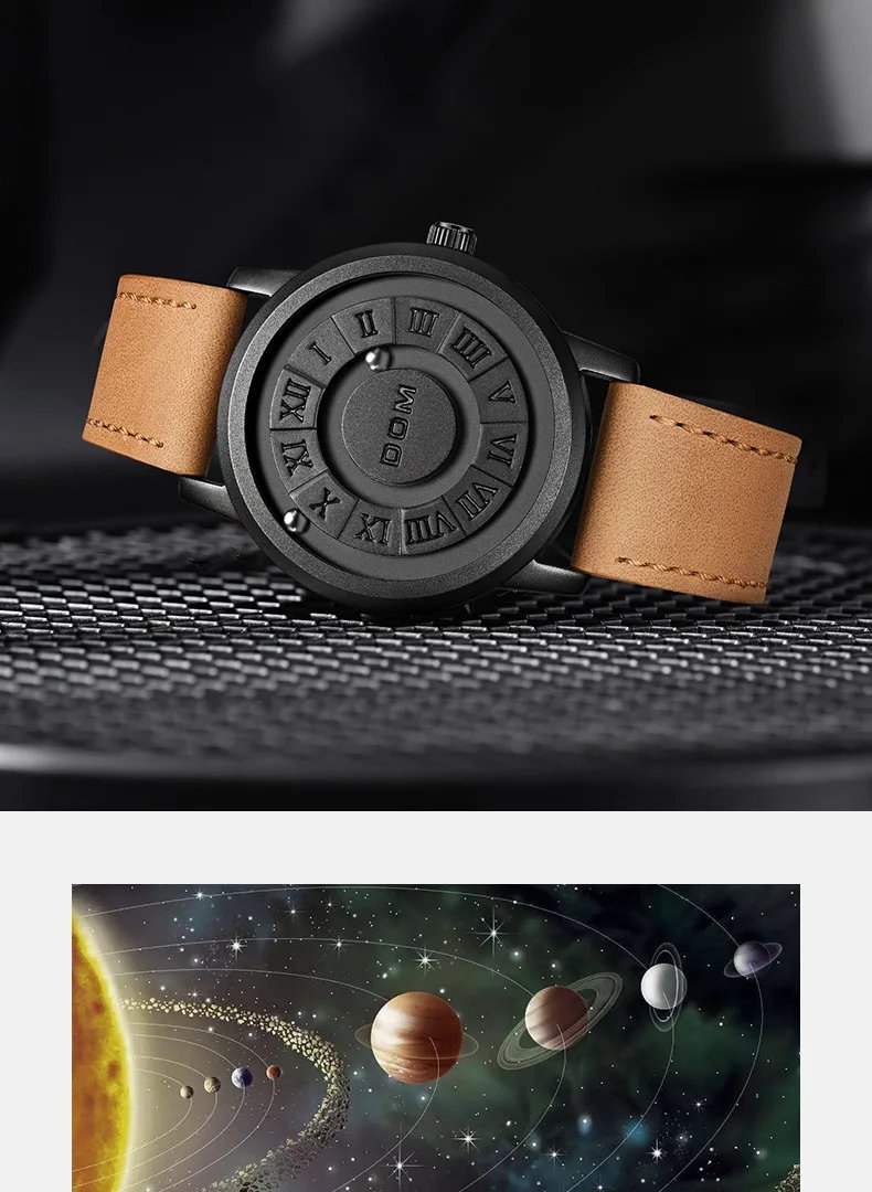 Trend Concept New Personality Men's Watch Creative Scrolling Pointer magnetic force Fashion watch for men Waterproof