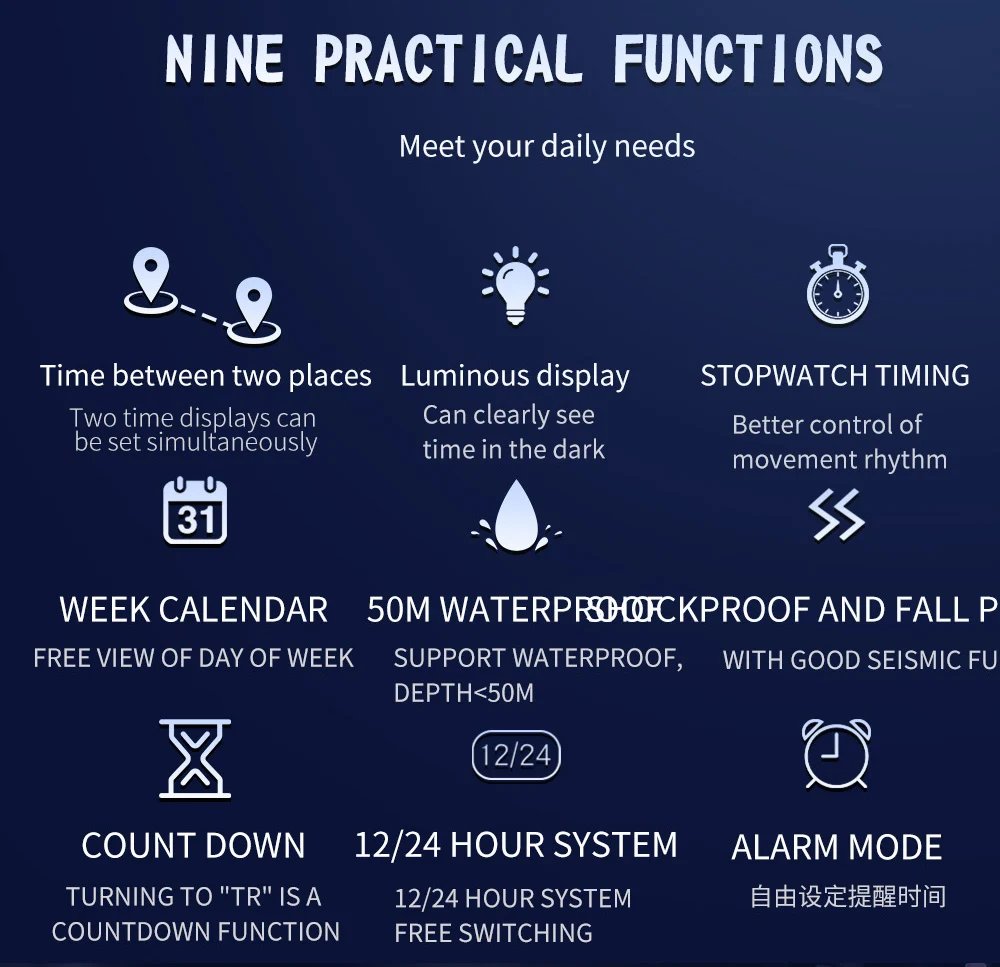 Dual Display Men Watches Waterproof Sports Watch Military Man Alarm Stopwatch Quartz Wristwatch Male Digital Clock 6126