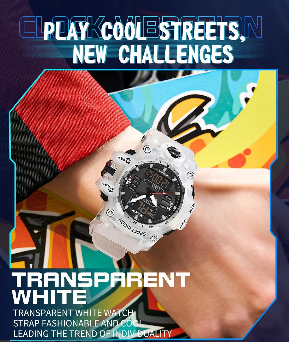 Dual Display Men Watches Waterproof Sports Watch Military Man Alarm Stopwatch Quartz Wristwatch Male Digital Clock 6126